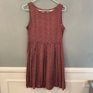 Esley ModCloth Red Floral Sleeveless Dress with Keyhole Back